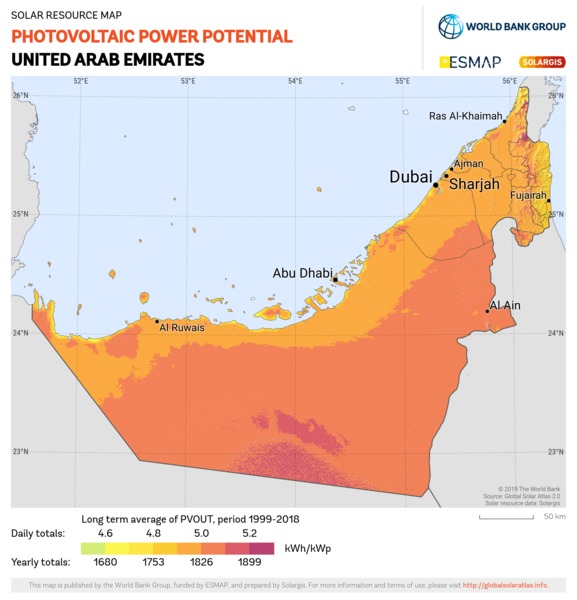 Photovoltaic Electricity Potential, United Arab Emirates